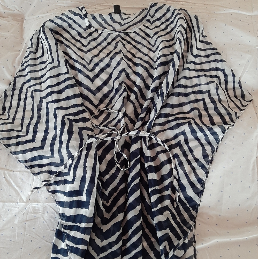 Charlie Paige Beach Coverup Sheer Pullover with Tie One Size Fits All